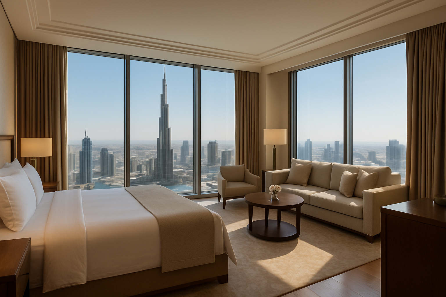 Luxurious suite overlooking Burj Khalifa